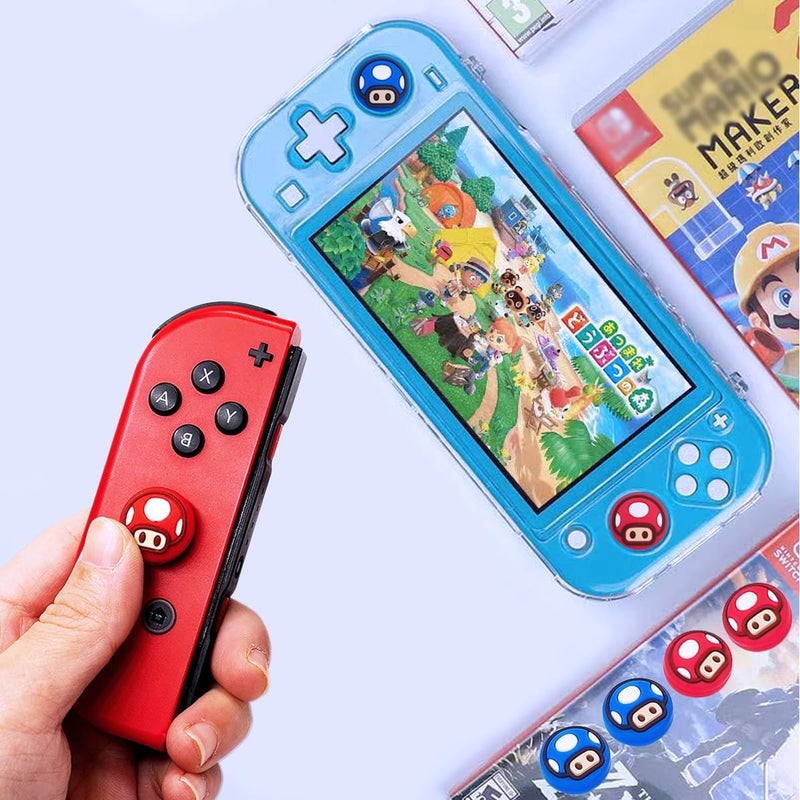 Sunmike Thumb Grip Caps for Nintendo Switch 1/ OLED/Lite, 4 Pcs Silicone Thumb Grip Caps for Nintendo Switch Joystick Cover Cute Accessories Joy con Thumb Grips - Blue&Red - Image 4